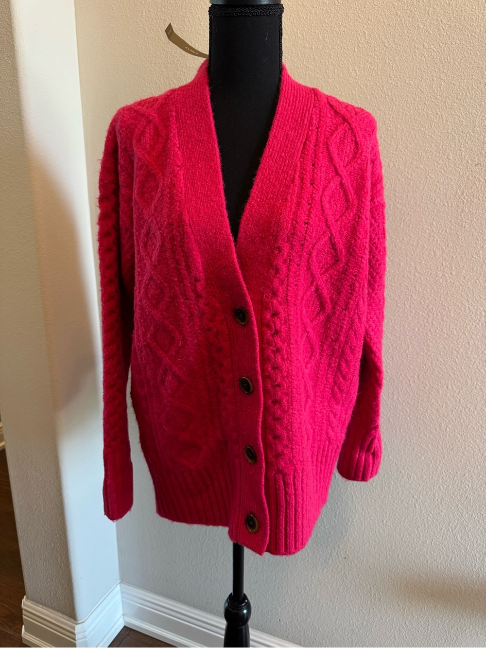 J. Crew Hot Pink Cable Knit Cardigan XS NWT